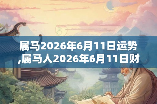 属马2026年6月11日运势,属马人2026年6月11日财运,生肖马2026年6月11日运势