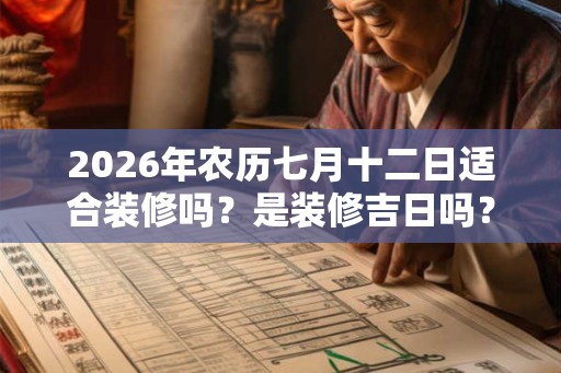 2026年农历七月十二日适合装修吗？是装修吉日吗？