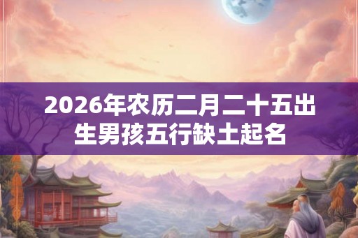 2026年农历二月二十五出生男孩五行缺土起名