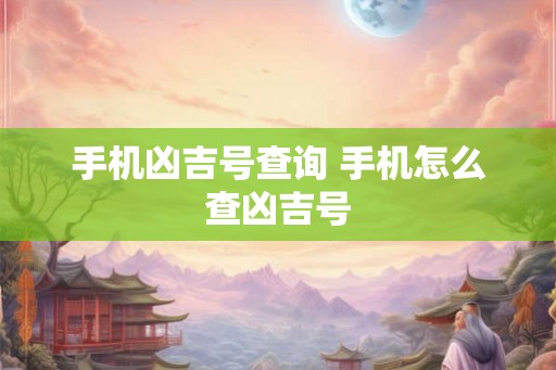 手机凶吉号查询 手机怎么查凶吉号 手机凶吉号查询 手机怎么查凶吉号