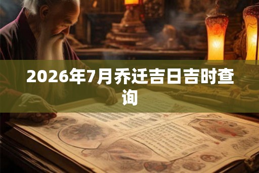 2026年7月乔迁吉日吉时查询