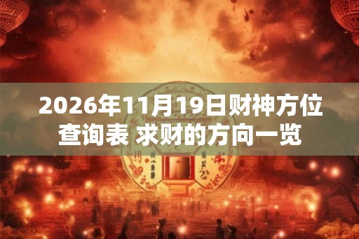2026年11月19日财神方位查询表 求财的方向一览