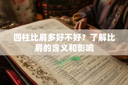 四柱比肩多好不好?了解比肩的含义和影响 四柱比肩多好不好?了解比肩的含义和影响
