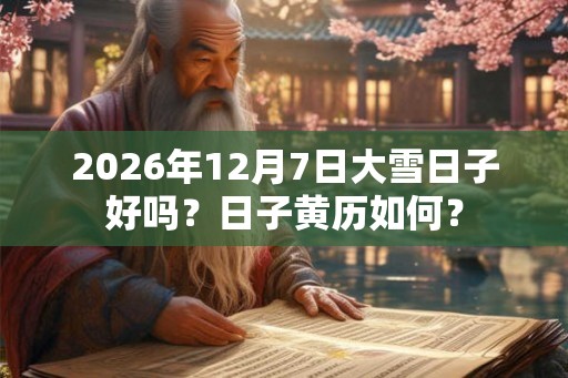 2026年12月7日大雪日子好吗?日子黄历如何? 2026年12月7日大雪日子好吗?日子黄历如何?