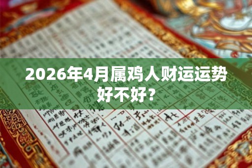 2026年4月属鸡人财运运势好不好？