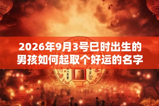 2026年9月3号巳时出生的男孩如何起取个好运的名字，五行属什么