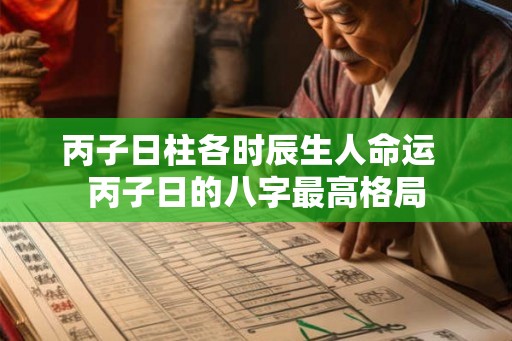 丙子日柱各时辰生人命运  丙子日的八字最高格局