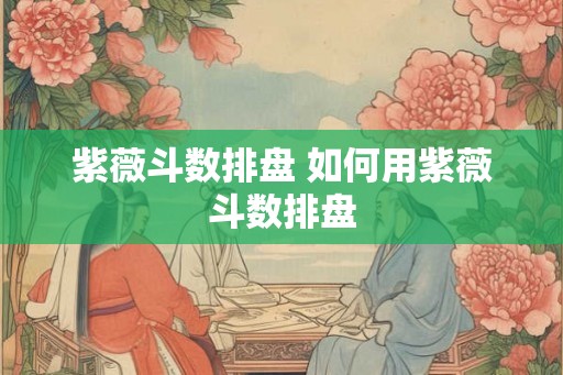 紫薇斗数排盘 如何用紫薇斗数排盘