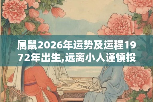属鼠2026年运势及运程1972年出生,远离小人谨慎投资