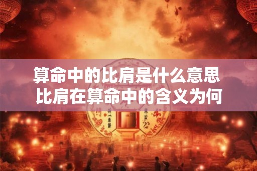 算命中的比肩是什么意思 比肩在算命中的含义为何