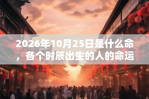 2026年10月25日是什么命，各个时辰出生的人的命运