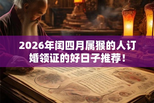 2026年闰四月属猴的人订婚领证的好日子推荐！