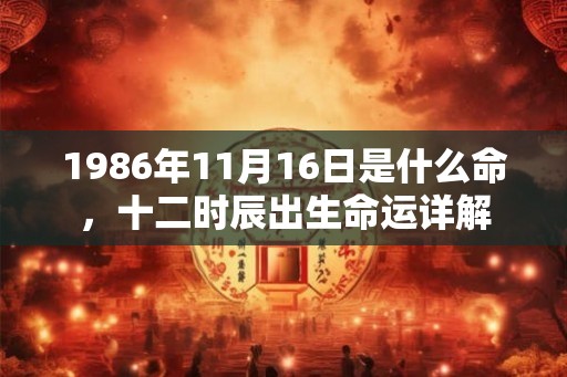 1986年11月16日是什么命，十二时辰出生命运详解