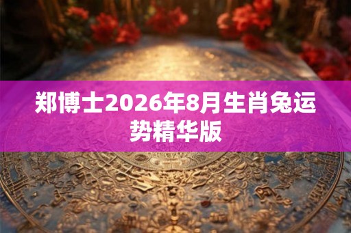 郑博士2026年8月生肖兔运势精华版