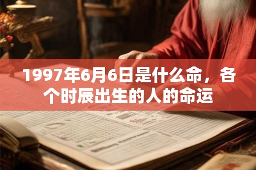 1997年6月6日是什么命，各个时辰出生的人的命运
