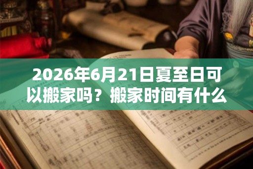 2026年6月21日夏至日可以搬家吗？搬家时间有什么讲究？