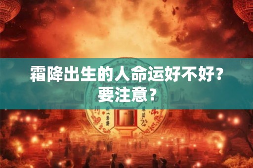 霜降出生的人命运好不好？要注意？