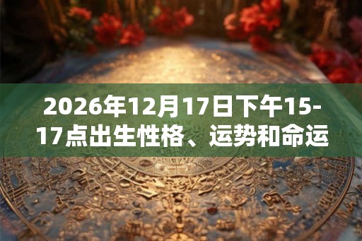 2026年12月17日下午15-17点出生性格、运势和命运