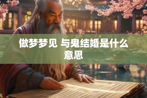 做梦梦见 与鬼结婚是什么意思