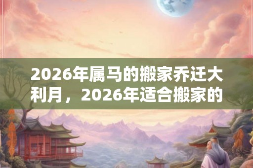 2026年属马的搬家乔迁大利月,2026年适合搬家的属相 2026年属马的搬家乔迁大利月,2026年适合搬家的属相