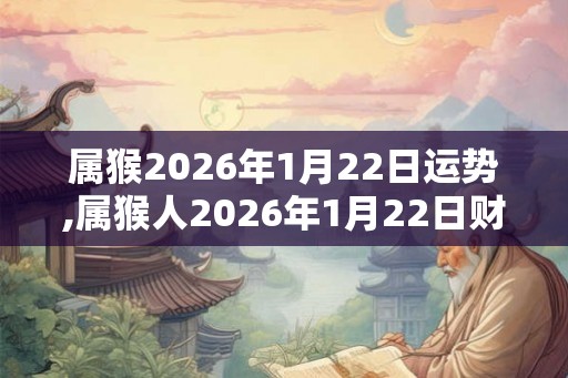 属猴2026年1月22日运势,属猴人2026年1月22日财运,生肖猴2026年1月22日运势