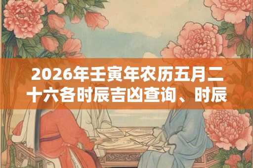 2026年壬寅年农历五月二十六各时辰吉凶查询、时辰宜忌查询