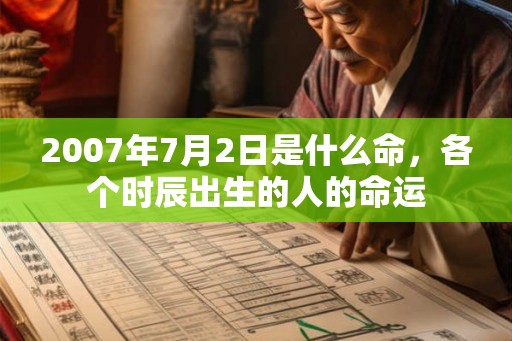2007年7月2日是什么命，各个时辰出生的人的命运