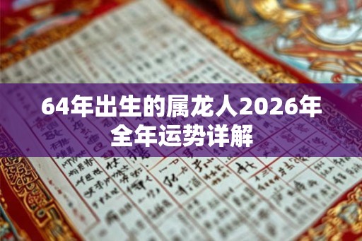 64年出生的属龙人2026年全年运势详解