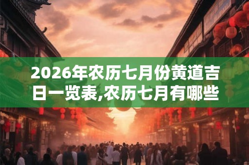 2026年农历七月份黄道吉日一览表,农历七月有哪些好日子? 2026年农历七月份黄道吉日一览表,农历七月有哪些好日子?