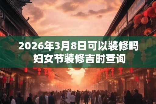 2026年3月8日可以装修吗 妇女节装修吉时查询 2026年3月8日可以装修吗 妇女节装修吉时查询