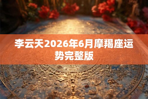 李云天2026年6月摩羯座运势完整版