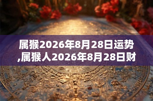 属猴2026年8月28日运势,属猴人2026年8月28日财运,生肖猴2026年8月28日运势