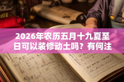 2026年农历五月十九夏至日可以装修动土吗？有何注意事项？