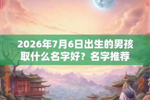 2026年7月6日出生的男孩取什么名字好？名字推荐