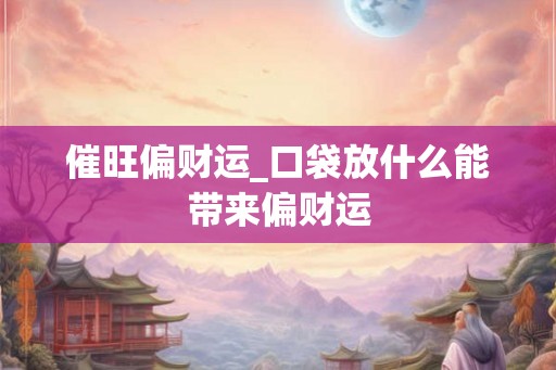 催旺偏财运_口袋放什么能带来偏财运