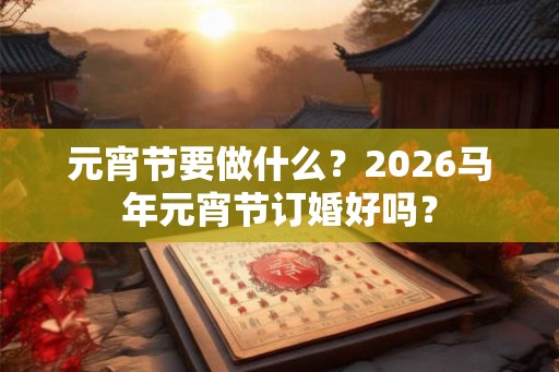 元宵节要做什么？2026马年元宵节订婚好吗？