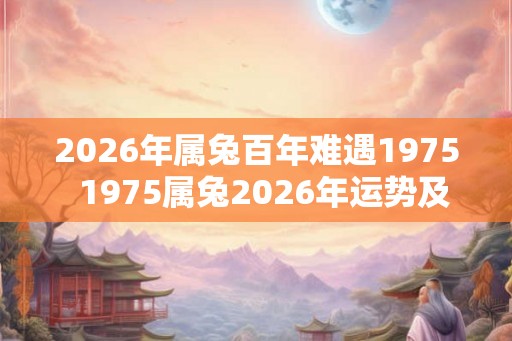 2026年属兔百年难遇1975  1975属兔2026年运势及运程
