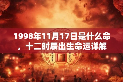 1998年11月17日是什么命，十二时辰出生命运详解