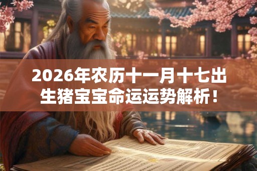 2026年农历十一月十七出生猪宝宝命运运势解析！