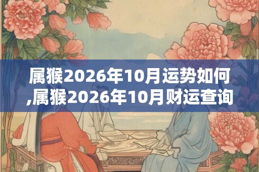 属猴2026年10月运势如何,属猴2026年10月财运查询