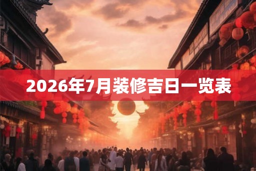 2026年7月装修吉日一览表