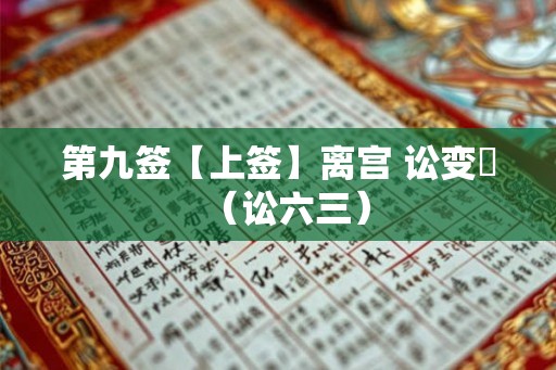 第九签【上签】离宫 讼变姤（讼六三）