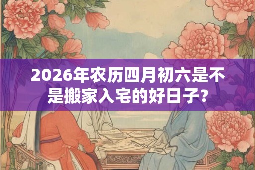 2026年农历四月初六是不是搬家入宅的好日子？