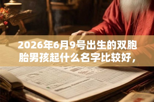 2026年6月9号出生的双胞胎男孩起什么名字比较好，五行属什么