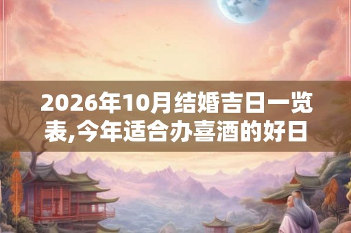 2026年10月结婚吉日一览表,今年适合办喜酒的好日子