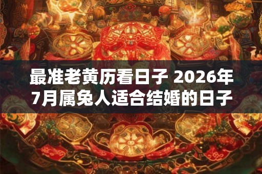 最准老黄历看日子 2026年7月属兔人适合结婚的日子一览表