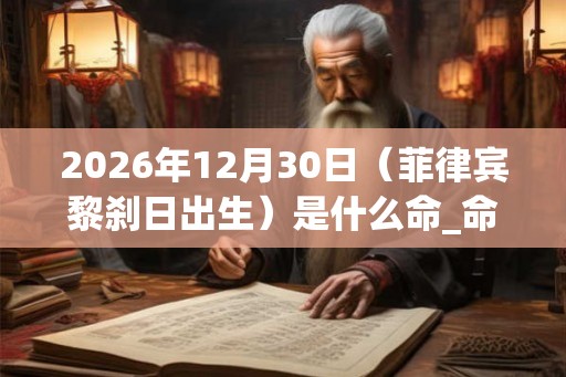 2026年12月30日（菲律宾黎刹日出生）是什么命_命运如何