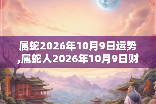 属蛇2026年10月9日运势,属蛇人2026年10月9日财运,生肖蛇2026年10月9日运势