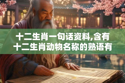 十二生肖一句话资料,含有十二生肖动物名称的熟语有哪些