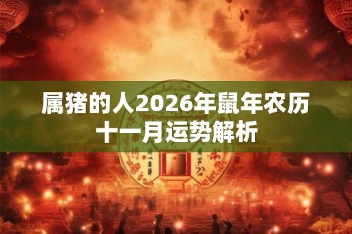 属猪的人2026年鼠年农历十一月运势解析